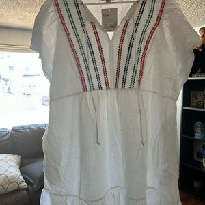 White Dress with Embroidered Accents